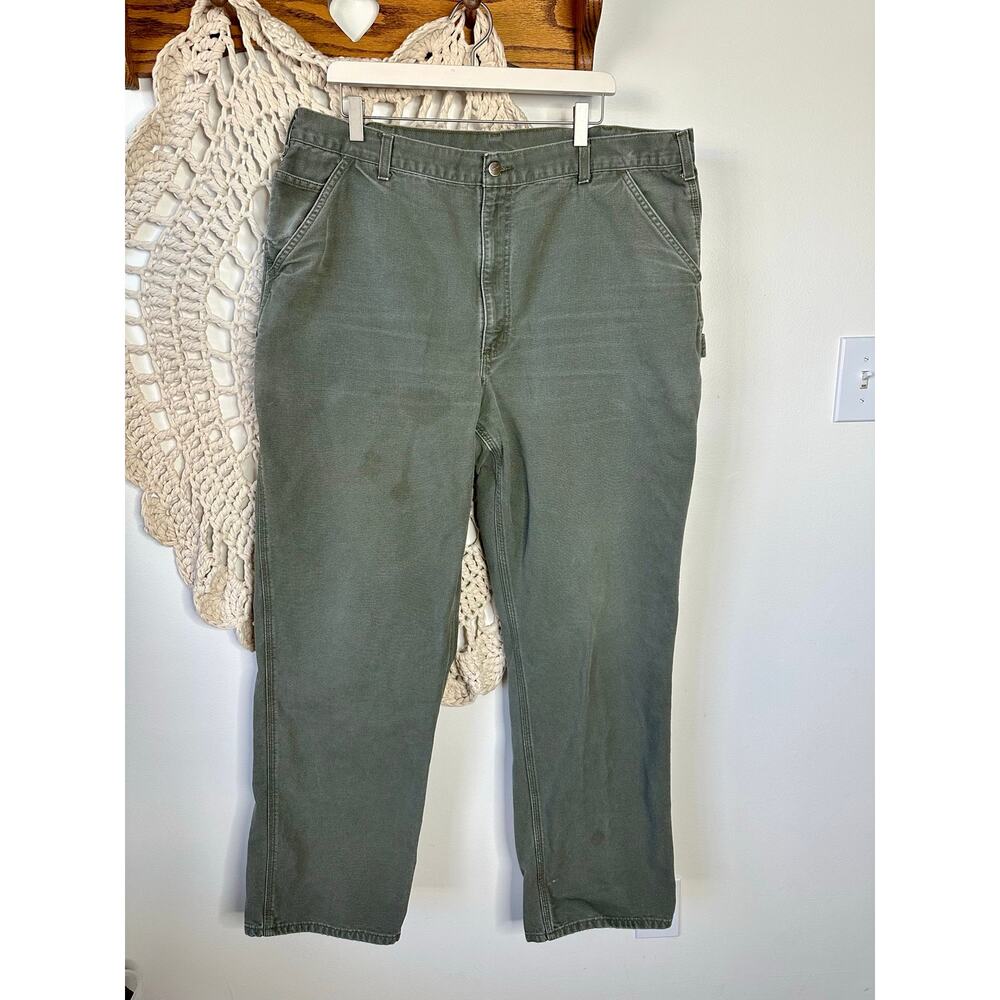 Carhartt B11 MOS Dungaree Fit Khaki Green Carpenter Pants 42 X 36